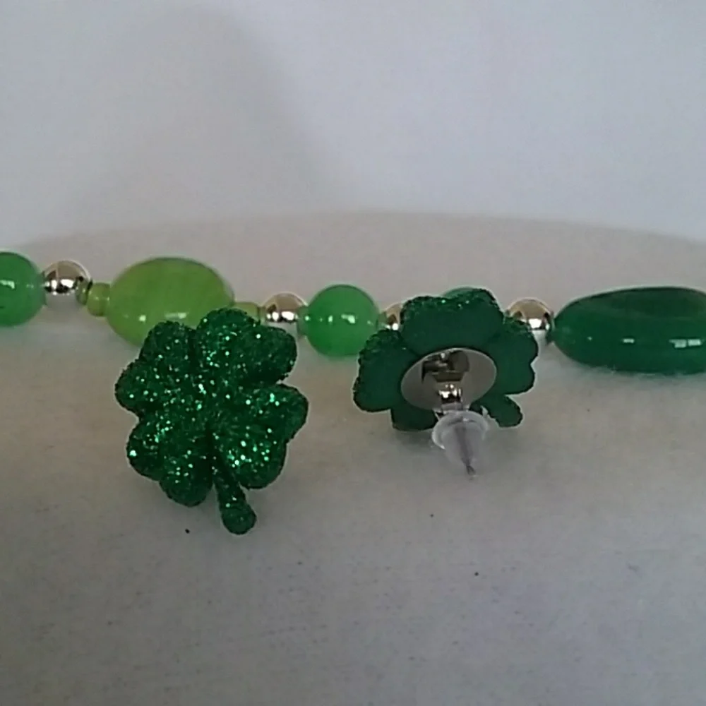 Glitter four leaf clover post earrings